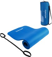 Tunturi fitnessmat met draagtas - Sportmat gemaakt van zacht NBR materiaal - 180 x 60 x 1,5cm - Blauw