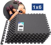 VE Goods - Puzzelmat - Fitnessmat - Sportmat met Antislip - Geluidabsorberend EVA - 6 Stuks - 60x60x1,2cm - 2,16m² - Totaal 180x120cm - Zwart