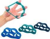 Fambz Fitinger Vingertrainer (Blauwe Set) met 3 Levels - Vinger Trainer voor Vingers en Onderarm - Vingertrainers Hand Grip - Handrevalidatie - Handtrainer Gitaar - Griptrainer Arm - Hand Stretcher - Krachttrainer Pols - Fidget Toy