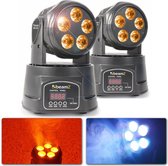 Set van 2 MHL90 Mini Movingheads Wash 5x 18W RGBAW-UV LED's