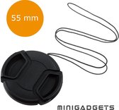 Universele 55mm Lens Cap, Lensdop voor Nikon, Sony, Canon camera's | met koord | Minigadgets