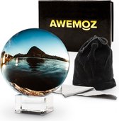 AWEMOZ Kristallen Foto Bol Set - Ø10 cm - Lensball Fotografie Bal - Glazen Bol - Lensbal - Fotobol - Lensbol - Foto's Maken - Incl. Opbergdoos - Beschermzak - Glazen Standaard - Schoonmaakdoek - Cadeau voor Man & Vrouw