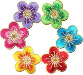 Strijk embleem bloemen - 4,5 cm - patch set 6 stuks – stof & strijk applicatie