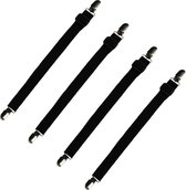 Lakenspanners - Zinaps Pack van 4 verstelbare elastische lakenbanden, bladspanners met metalen clips voor lakens, strijkplank, matras of sofa - (60-200 cm), zwart -  (WK 02124)