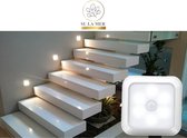 LED Verlichting met Bewegingssensor - Warm Wit - Wit Licht - Nachtlamp op Batterij - Draadloos Sensor - Kastverlichting - Trapverlichting - Nachtlampje - Zilver/Grijs