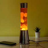 Fisura Lavalamp Zilver Met Met Oranje Vloeistof En Oranje Lava