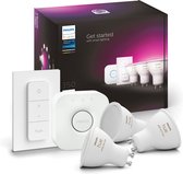 Philips Hue Starterspakket GU10 Spot Lichtbron met Bridge en dimmer switch - White and Color Ambiance - 3 x 5,7W - Bluetooth