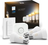 Philips Hue Starterspakket E27 Lichtbron met Bridge en Dimmer Switch - White Ambiance - 3 x 9,5W - Bluetooth