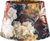 Clayre & Eef Lampenkap Ø 24*16 cm / E27 Wit Blauw Roze Textiel Rond Bloemen Lampenkap Velours