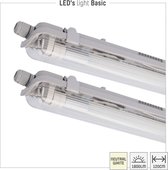 LED's Light - 2 x LED TL Armatuur met Buis - 18W 120cm 1800lm 4000K IP65