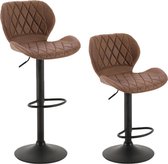 Alora Barkruk Alice bruin - Barkrukken set van 2 - Barstoel Kruk - Barstoelen met rugleuning - Keukenstoel - Industrieel