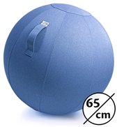 Ella® Zitbal Linnen 65 CM - Zitballen met Hoes - Balanskruk – Luxe Yoga Bal - Ergonomische Bureaustoel Bal - Korenbloemblauw
