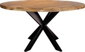 Zita Home eettafel rond - 130cm - mango - zwart - metalen 4-poot