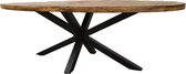 Zita Home Eettafel ovaal 190cm mangohout zwarte matrixpoot van metaal - blad 6cm dik