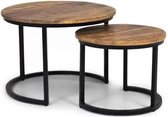 IronWood Salontafel Set Duole - Set van 2 - Mangohout - Rond