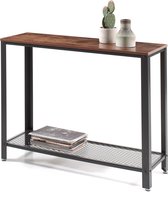 Console Tafel met Vintage Look - Hoge Bijzettafel 101,5 x 80 cm Hoog - Zwart en Vintage Bruin