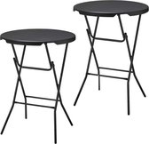 Statafel - Set van 2 - Zwart - ø80x110 cm - statafels - cocktailtafel - hoge staan tafel - staantafels - staantafel - partytafel