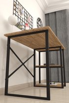 Musson Bureau Industrieel Hout en Metaal - Met opbergplanken - Laptoptafel - Computerbureau - Werktafel - bureau - 120x60x75