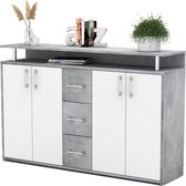 AZ-Home - Dressoir Bambo 2 -  Grijs (Betonlook) Wit - 138 cm - Kast - Commode