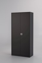 Draaideurkast Archiefkast Kantoorkast - 180 x 80 x 38 - Zwart - Metalen kast - 2 deuren