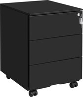 Nancy's Ladeblok Zwart - Ladeblok Bureau Met Slot 3 Lades 55 x 45 x 39 cm