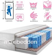 Matras 90x200 - Pocketvering - Koudschuim HR - 7 zone Medium/Stevig Pocketveer - Tot 130kg