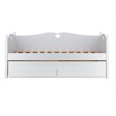Lilli Furniture - Emma bedbank met uitschuifbaar logeerbed en 2 lades - inclusief 2 lattenbodems - 90x200cm - wit