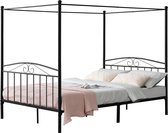 Metalen hemelbed Lahti zwart met bedbodem 180x200 cm