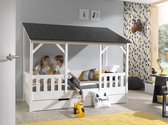 Vipack - Kids House bed   - 90x200 - Wit met zwart dak