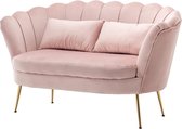 Zitbank Belle 2 zits velvet roze bankstel 140cm stof incl. 2 kussens bank