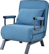 Merax Fauteuil Slaapbank - Uitklapbare 1 persoons Bed of Slaapstoel - Fauteuils met Armleuning - Zeer comfortabele Vouwbed - Blauw