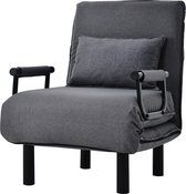 Merax Fauteuil Slaapbank - Uitklapbare 1 Persoonsbed of Slaapstoel - Fauteuils met Armleuning - Zeer Comfortabele Vouwbed - Grijs