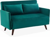 Alice's Garden Slaapbank PANAM - 132x77H 83cm - Velours - Verstelbare rugleuning - Groen