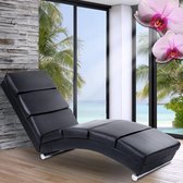 Chaise Longue - Lounge ligstoel - zwart, kunstleder