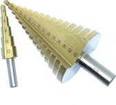 Stappenboor 4-45mm –HSS stappenboor – Kegelboor – Trapgatboor incl. gratis 4-12 mm - Conische plaatfrezen met titanium coating