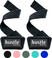 hustleÂ® â€“ hustle sports â€“ Lifting Straps met Padding en Anti-slip - Lifting Grips/Hooks â€“ Deadlift Straps â€“ Geschikt voor Fitness, Powerlifting, Krachttraining en Crossfit â€“ 2 Stuks â€“ Zwart - Maat: One size