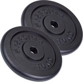 ScSPORTS® Gewichten set 20 kg - 2 x 10 kg halterschijf - Gietijzer - boring 30  mm - Zwart