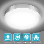 Elfeland-18W LED Badkamerlamp Plafonnieres-Plafondlamp-Badkamerverlichting-IP54-5000K-Ø23cm-1700Lm-voor Badkamer Keuken Woonkamer Wandlamp-Wit