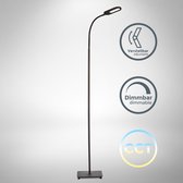 B.K.Licht - Zwarte Vloerlamp - CCT - LED - dimbaar - voor woonkamer - voor binnen - staande lamp - ingebouwde dimmer - staanlamp - booglamp - leeslamp - met 1 lichtpunt - 600Lm - 8W