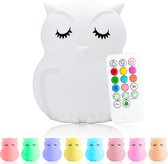 Sleepy Friends 8 kleurige LED kinder Nachtlampje  - uil - Nachtlampje - Kinderkamer - Dimbaar - babycadeau - cadeau kinderen - verjaardag cadeau - INCL afstandsbediening - Gender reveal - cadeau