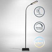 B.K.Licht - Zwarte Vloerlamp - met LED CCT - touch - dimbaar - voor woonkamer - staande lamp - ingebouwde dimmer - staanlamp - booglamp - leeslamp - h: 158.6cm - met 1 lichtpunt - 600Lm - 6.5W