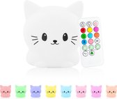 Sleepy Friends 8 kleurige LED kinder nachtlampje - kat - kraam cadeau - Kinderkamer - Dimbaar - afstandsbediening - baby cadeau - Gender reveal - cadeau