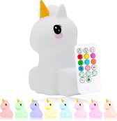 Sleepy Friends 8 kleurige LED kinder Nachtlampje  - Unicorn - kraam cadeau - Eenhoorn - Kinderkamer - babycadeau - cadeau kinderen - INCL afstandsbediening - Gender reveal - cadeau
