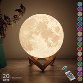 FOOCCA Maan Lamp 3D Tafellamp - 20 cm Maanlamp - Andere formaten via zoekbalk - Slaapkamer - Accu 15 tot 89 uur  - 16 Dimbare LED Kleuren & Afstandsbediening - Extra Realistisch