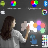 Lifa - Hexagon LED Lights - Touch + Afstandsbediening - Hexagon LED Panelen - LED Verlichting - Sfeer Verlichting - RGB LED Verlichting - Gaming Accesoires - LED Panelen 6 Stuks