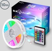 B.K.Licht - LED strip - 10 meter - RGB - dimbaar - afstandsbediening - kleurverandering - zelfklevend