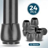 Roegaarden Stoelpoot Beschermers  – Stoelpootdoppen – 12-16mm – 24 Stuks – Zwart