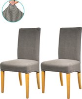 CoverLovers Stoelhoezen Eetkamerstoelen Stretch - 2 Stuks Stoelhoes - Stoel Bedekking -  Effen Grijs