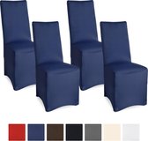 Beautissu stretch stoelhoes “Leona” Set - 4 Stuks 95x45x45cm blauw