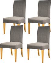 Stoelhoezen Eetkamerstoelen Stretch - 4 Stuks Stoelhoes - Stoel Bedekking -  Effen Grijs